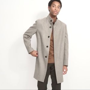 Theory long wool light gray coat